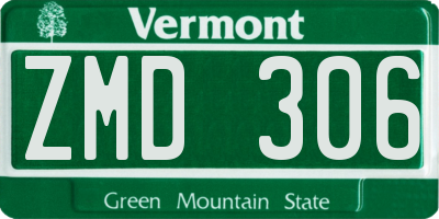 VT license plate ZMD306