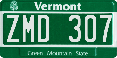 VT license plate ZMD307