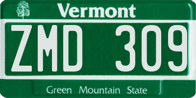 VT license plate ZMD309