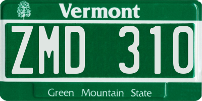 VT license plate ZMD310