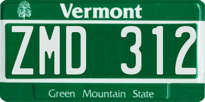 VT license plate ZMD312