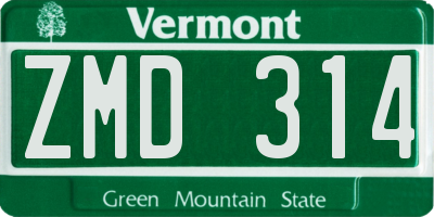 VT license plate ZMD314