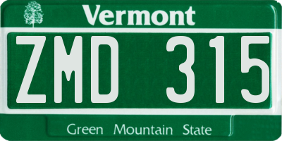 VT license plate ZMD315