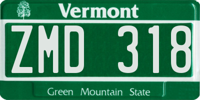 VT license plate ZMD318