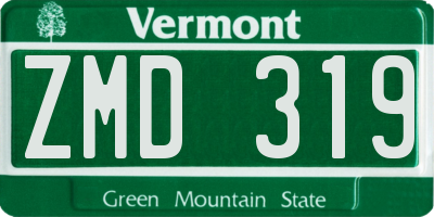 VT license plate ZMD319