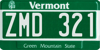 VT license plate ZMD321