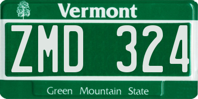 VT license plate ZMD324
