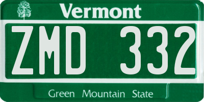 VT license plate ZMD332