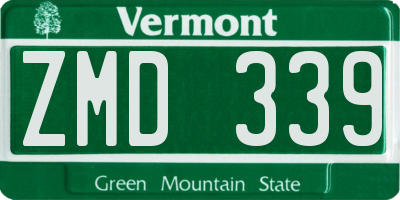 VT license plate ZMD339