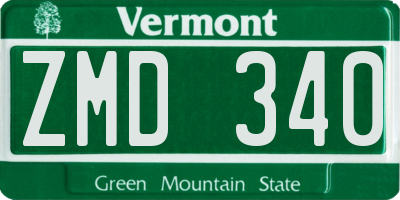 VT license plate ZMD340