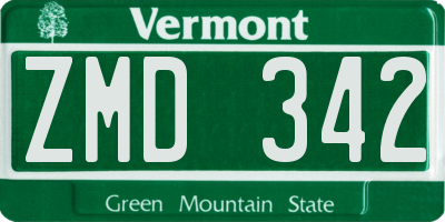 VT license plate ZMD342