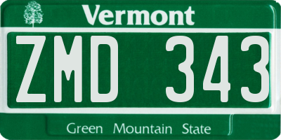 VT license plate ZMD343