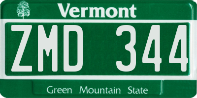 VT license plate ZMD344