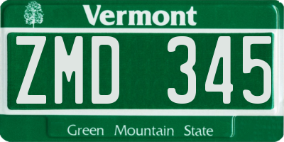 VT license plate ZMD345