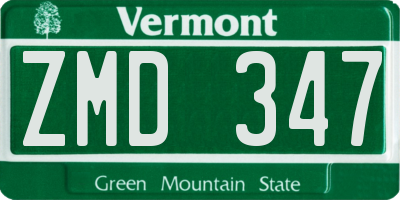 VT license plate ZMD347