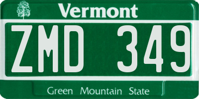 VT license plate ZMD349