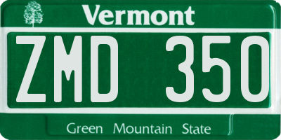 VT license plate ZMD350