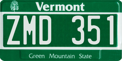 VT license plate ZMD351