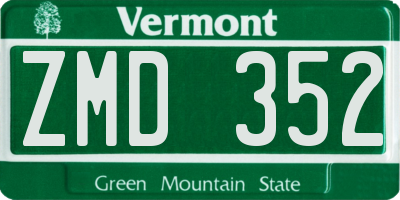 VT license plate ZMD352
