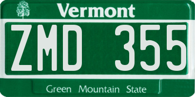 VT license plate ZMD355