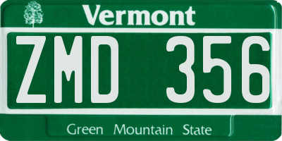 VT license plate ZMD356