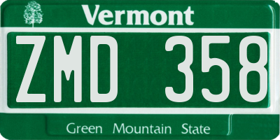 VT license plate ZMD358
