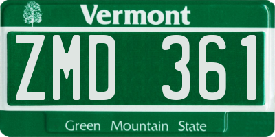 VT license plate ZMD361