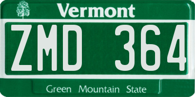 VT license plate ZMD364