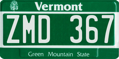 VT license plate ZMD367