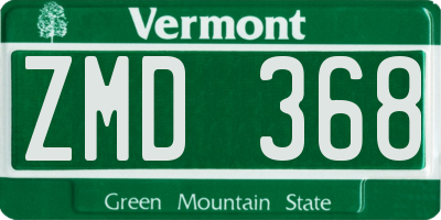 VT license plate ZMD368