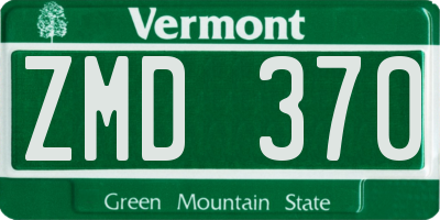 VT license plate ZMD370