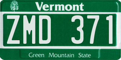 VT license plate ZMD371