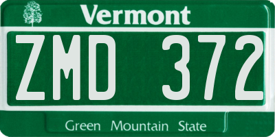 VT license plate ZMD372