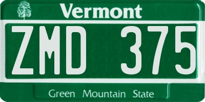 VT license plate ZMD375