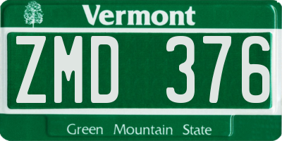 VT license plate ZMD376