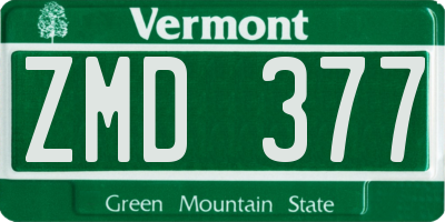 VT license plate ZMD377