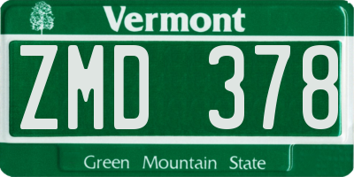 VT license plate ZMD378
