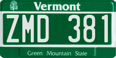 VT license plate ZMD381