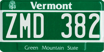 VT license plate ZMD382