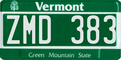 VT license plate ZMD383