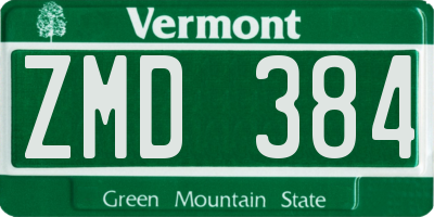 VT license plate ZMD384