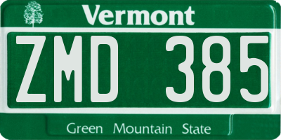 VT license plate ZMD385