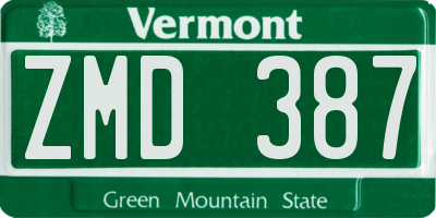 VT license plate ZMD387