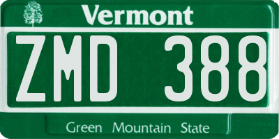 VT license plate ZMD388
