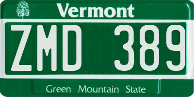 VT license plate ZMD389