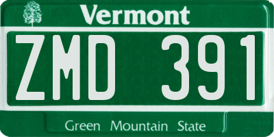 VT license plate ZMD391