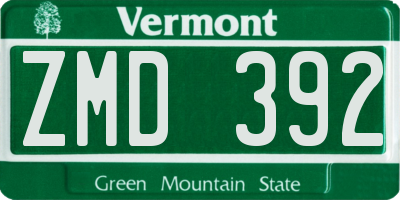 VT license plate ZMD392