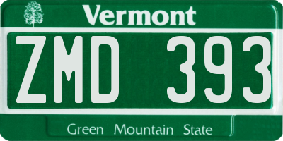 VT license plate ZMD393