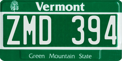 VT license plate ZMD394