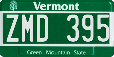 VT license plate ZMD395